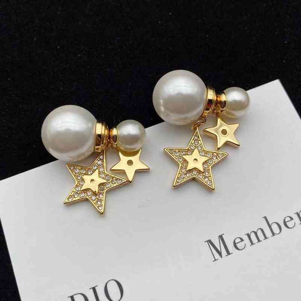 

70% off jewelry earrings 2022 new star pearl earrings female simple temperament personality high version fashion celebrity earrings, Golden