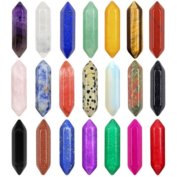 

polished hexagon prism reiki healing chakra natural stone pillar palm quartz mineral crystal tumbled gemstone hand piece home decoration jew, Black