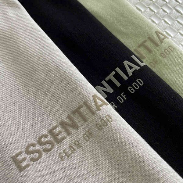 

men's fashion personality trend new short-sleeved brand wholesale 2022 season summer high street fog multi line essentials short sleeve, White;black