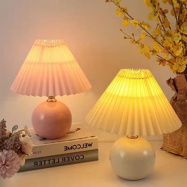 

other home decor vintage rattan wood ceramic ins diy table lamps for bedroom bedside living room lighting home deco creative pleats lamp