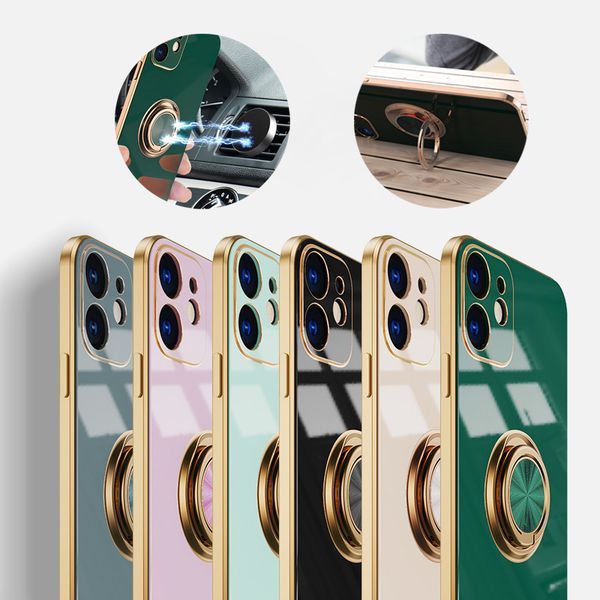 

cell phone cases electroplating ring for iphone13 promax 12 11 8plus xs max car magnetic suction business style