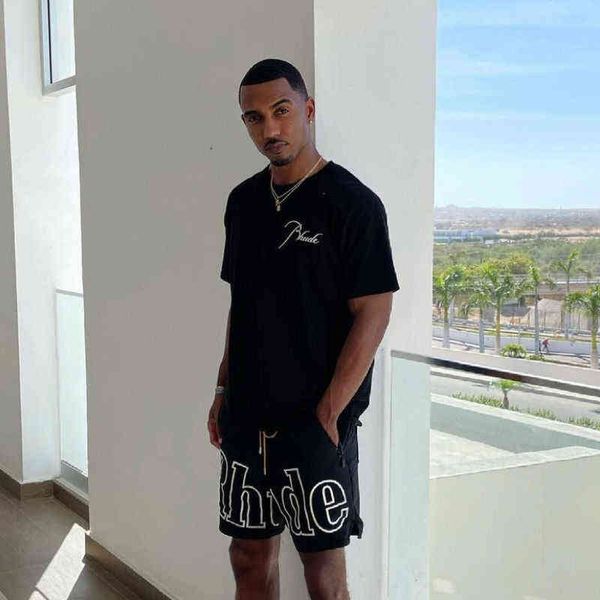 

men's t-shirts rhude solid color retro lettered printed short sleeve t-shirt fashion street loose casual round neck, White;black