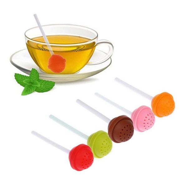 Kreative Lollipop-Form Silikon-Tee-Ei für süße Süßigkeiten, Lutscher, lose Blätter, Becher, Sieb, Tasse für Tee, Kaffee, Trinkgeschirr