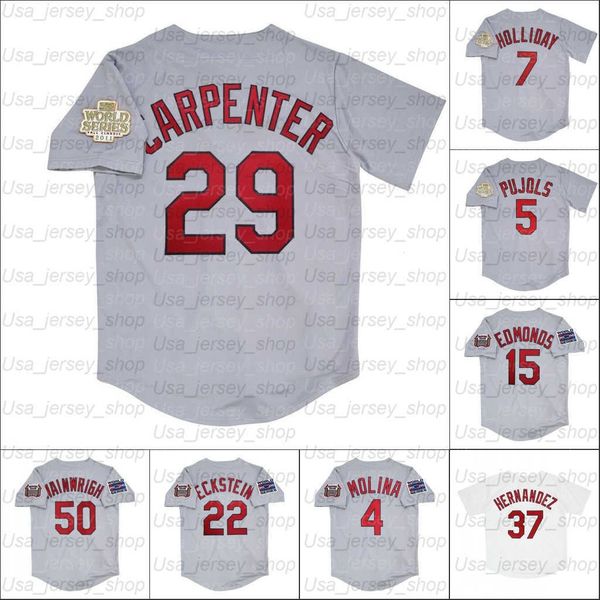 

Retro Baseball jersey 1979 2006 and 2011 jerseys 5 Albert Pujols 15 Jim Edmonds 4 Yadier Molina 29 Chris Carpenter 7 Holliday, Women/grey 2006