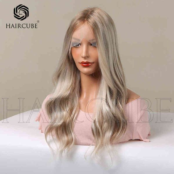 

hair wigs wigs women synthetic wigs new t-type front lace women's wig headcover wigs22inch split blonde long curl 220601, Black