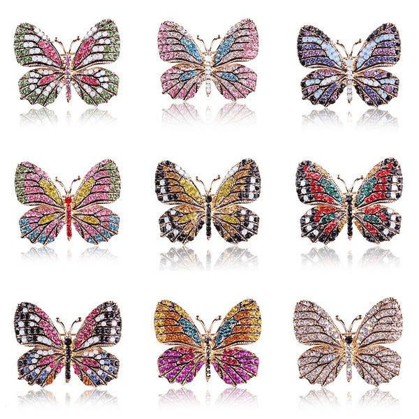 

elegant charm butterfly animal pearl brooch women rhinestone large butterfly jewelry colorful insect pins vintage fashion gifts, Gray