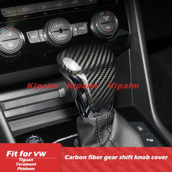 

stick on dry carbon fiber gear shift knob cover for vw tiguan atlas phideon teramont car accessories