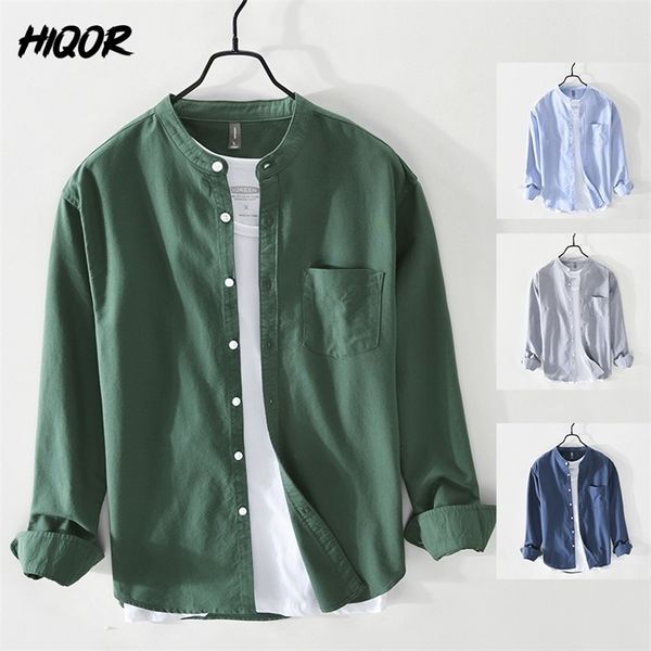 HIQOR Marke Blusen Mode Einfache Herren Casual Hemd Hohe Qualität 100% Baumwolle Oxford Stoff Männlichen Vintage Shirts Für Männer 220811