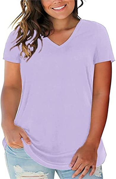 

plus-size women's v-neck tunic t-shirt, White