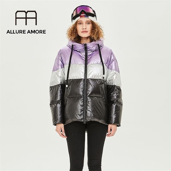 

women's down jacket short thick warm white duck down fluff clothes female with hood cotton puffer quilted coat 201127, Black
