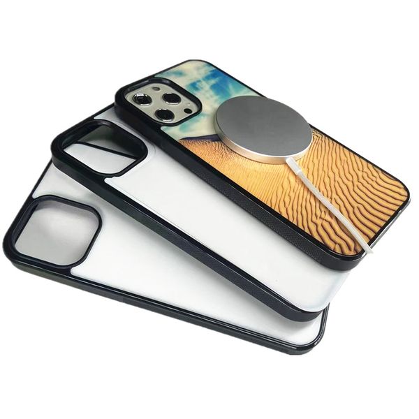 Blank 2D Sublimation Casos de telefone de borracha macia para iPhone 14 13 11 Pro Max SE 12 x xr xs 6 7 8 Se espaços em branco com inserção de plástico carregamento sem fio