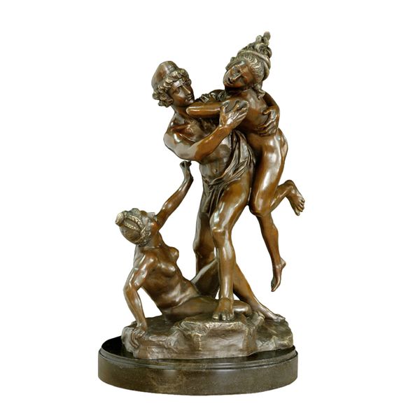 

antique art bronze statue man robbing girls sculpture figurine cast bronze statuette home decoration gifts, Silver