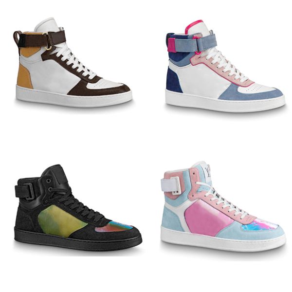 

men rivoli sneaker boot high trainers boot rainbow low-shoes outdoor casual shoes 100% genuine leather breathable calfskin shoes no25