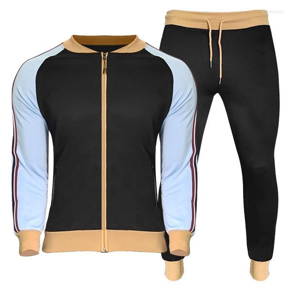 Herren-Trainingsanzüge, hochwertige, maßgeschneiderte Sportbekleidung für Teenager und Jungen, modisch, Retro, passende Farben