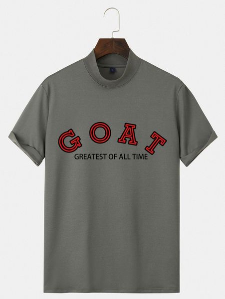 

men slogan graphic mock neck tee s4n8#, White;black