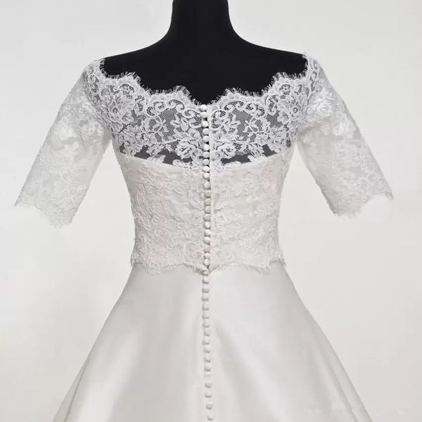 

custom made white ivory bridal wraps jacket bolero bride shawl half sleeve lace wedding accessories wedding jacket wrap