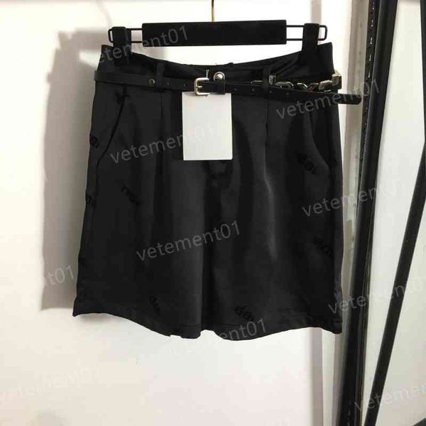

designer womens pants brand wang flocking letters fashion belts versatile shorts trousers luxury women pants, Black;white