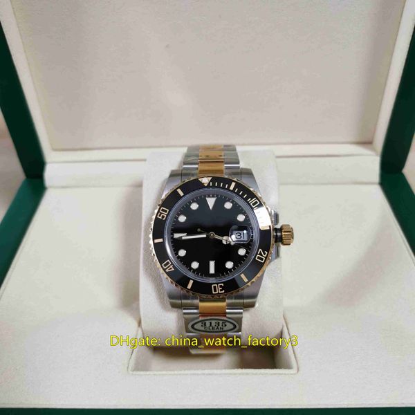 

clean maker mens watch 40mm 116613 116613ln ceramic bezel waterproof two tone gold 904l steel cal.3135 movemen mechanical automatic watches, Slivery;brown