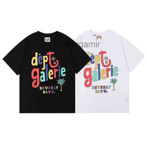 

fashion 2022 gallerydept mens new summer letter graffiti print t-shirt loose short sleeve men's and women's, White;black