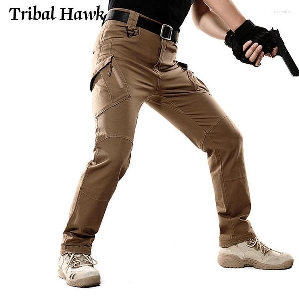 Calças masculinas Combate tático Exército Militar Algodão Alongamento Alongamento flexível masculino Multi bolsos pretos xxxlmen Naom22