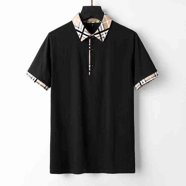 

men's designer t-shirts fashion casual high-grade 100% cotton breathable wrinkle resistant slim commercial clothing street lapel short, White;black