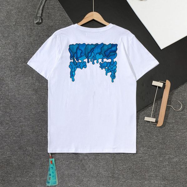 

classic fashion brand mens t shirts offs summer designer women loose tees quality t-shirt letter arrow oil painting black white tshirts lux, White;black