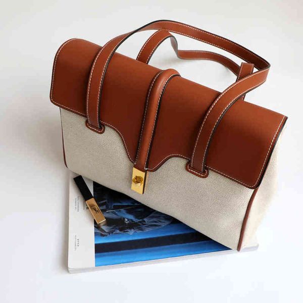 

designers bags 2022 new medium leather with canvas soft16 buckle shopping bag single shoulder underarm commuter bag