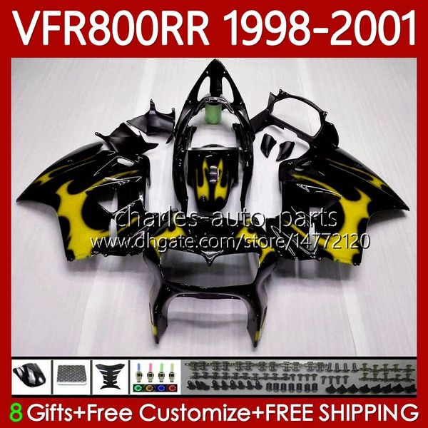 OEM Codework для Honda VFR800RR Interceptor VFR 800RR 800 CC RR 1998-2001 128NO.104 VFR-800 800CC VFR800R 1998 1999 2000 2001 VFR800 RR 98 99 00 01 обтекатель желтого пламени