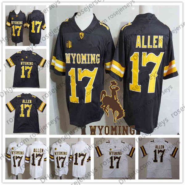 

ncaa wyoming cowboys #17 josh allen brown white jersey coffee college football stitcehd no name men youth kid women s-3xl, White;black
