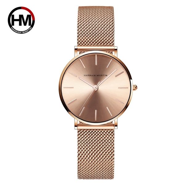 Drop A Qualität Edelstahl Band Japan Quarzwerk Wasserdicht Frauen Voll Roségold Damen Luxus Armbanduhr 220618