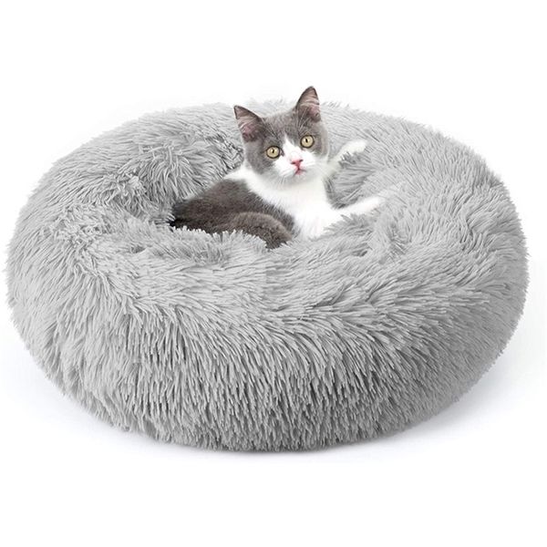 Cama de gato para gatos indoor gatos fofos auto-aquecimento macio macio donut de pelúcia cuffler almofada animal pequeno cães lavável não-deslizamento 220323