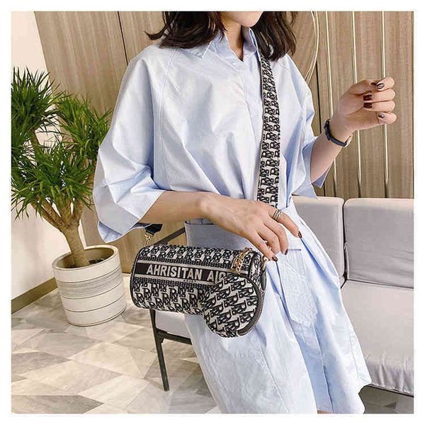 

fashion bag super cylinder small letter printed canvas single shoulder