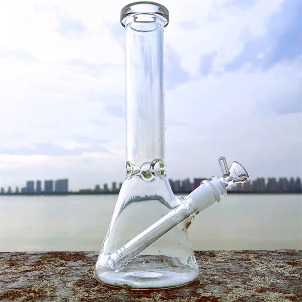 10 Zoll große Glas Bongs Becher Bong 9mm 7 mm Dicke Glaswand Super schweres Wasserleitungen mit 14,4 mm männlicher Gelenkglasschale