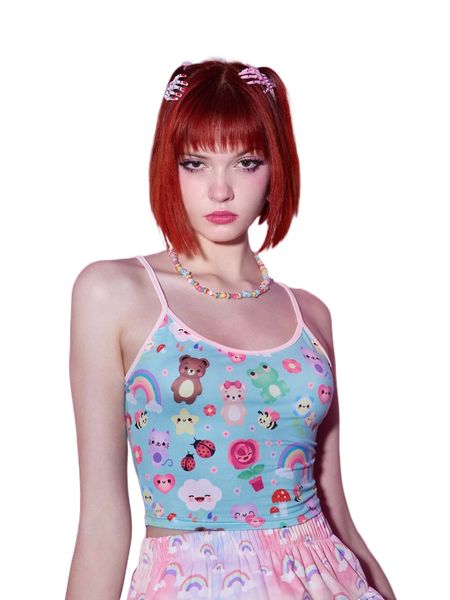 

romwe anime cartoon print ringer cami r9tg#, White