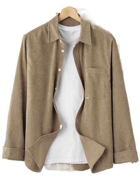 

men patched pocket corduroy shirt without tee n95x#, White;black
