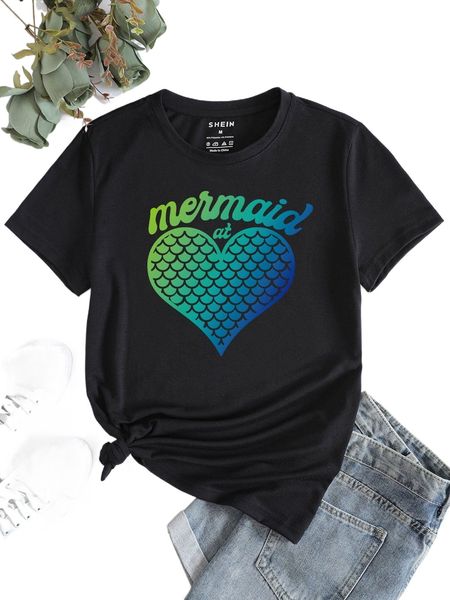 

heart & letter graphic round neck tee y6sj#, White