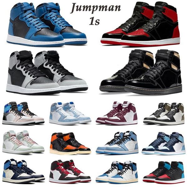 

jumpman 1 1s men women basketball shoes travis scot retro university blue unc pollen dark mocha shadow sports designer sneakers, Black