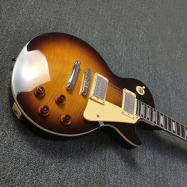 

classic electric guitar, sunset light color, quality accessories, exciting timbre, delivery to home