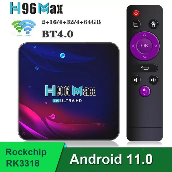 

h96 max v11 rockchip rk3318 android 11.0 tv box 2gb+16gb 4gb+32gb/64gb with 2.4g+5g wifi bt4.0 pk hk1 x96 smart boxes