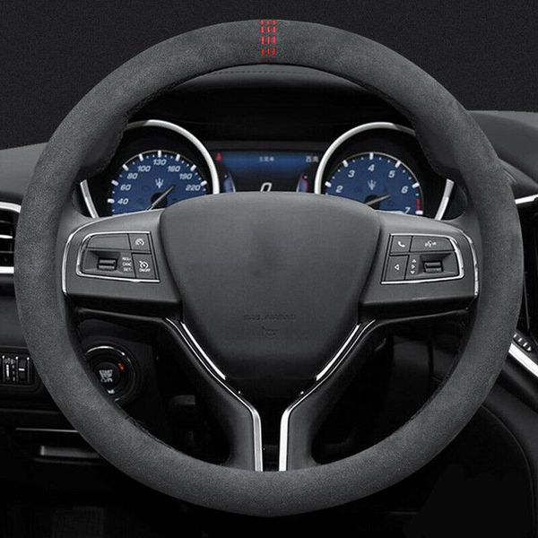 

car anti-slip durable black alcantara suede steering wheel cover for maserati