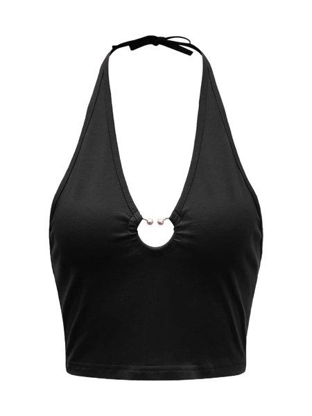

plus ring detail halter u24e#, Black