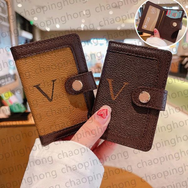 

designer leather flip card holder mini small clutch wallets credit coin purse pocket interior slot pockets fashion brown flower letter luxur, Brown;gray