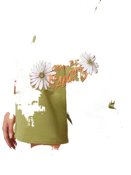 

slogan & floral print track shorts 606x#, White;black