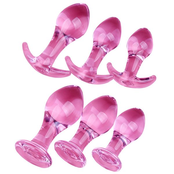 Plugue anal de vidro brinquedos sexy para mulheres estimulador rosa cristal butpplug masculino massagem de massagem banda de bunda de bunda