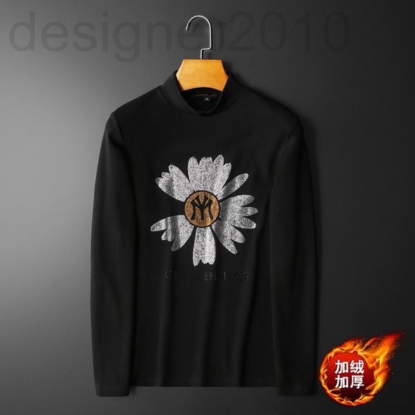 

men's t-shirts designer 2021 autumn and winter new face cashmere half high collar plush long sleeve fashion casual bottoming shirt, White;black