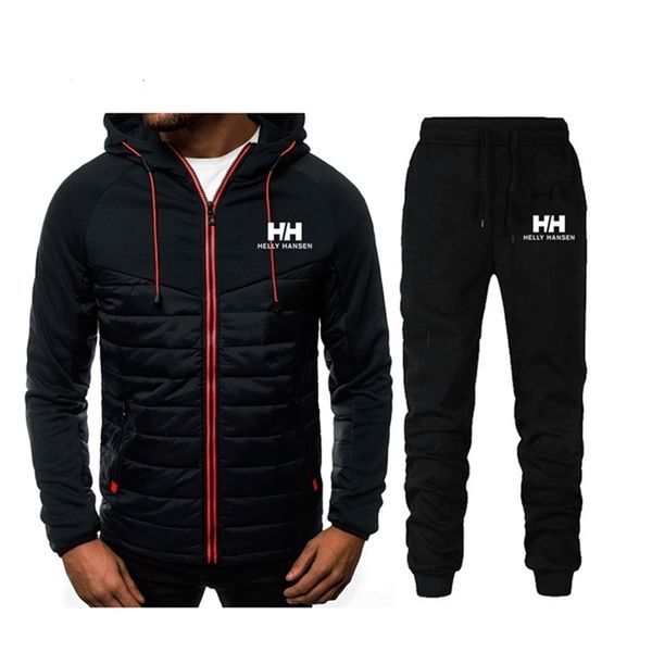 Primavera Autunno 2020 Uomini Sweat Suit Set a righe Tuta da uomo Outfit Maglie a maniche lunghe con cappuccio Abbigliamento sportivo da esterno Uomo 2 pezzi Set LJ201117