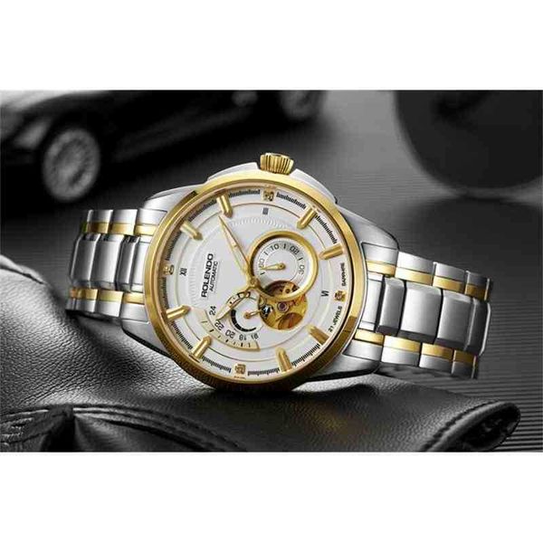 

rolando darth vader multifunctional y automatic men's busins waterproof hollow out watch brand, Slivery;brown