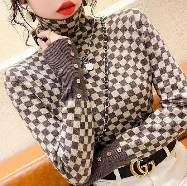 novo suéter feminino de malha pulôver de luxo com letras GGity e blusas de manga comprida
