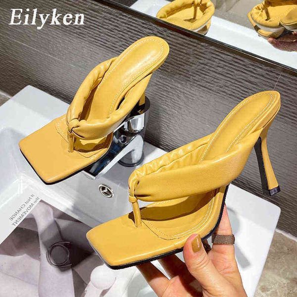 

slippers eilyken 2022 new brand women slipper summer outdoor slip on ladies high heels slides elegant pleated sandal flip flop shoes 220329, Black