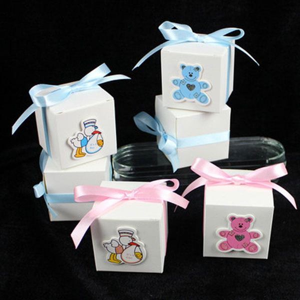 Confezione regalo semplice scatola di caramelle per bambini europea simpatico orso adesivi carta confezione di compleanno regalo